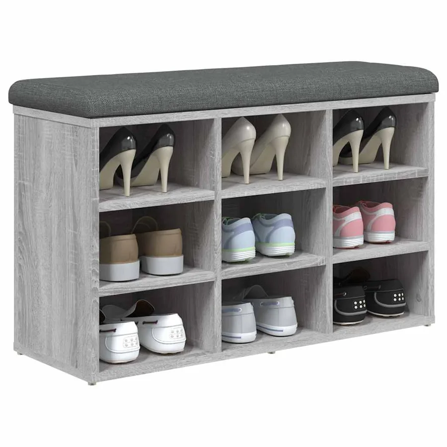 Banc à chaussures sonoma gris 82x32x50 cm bois d'ingénierie - 7