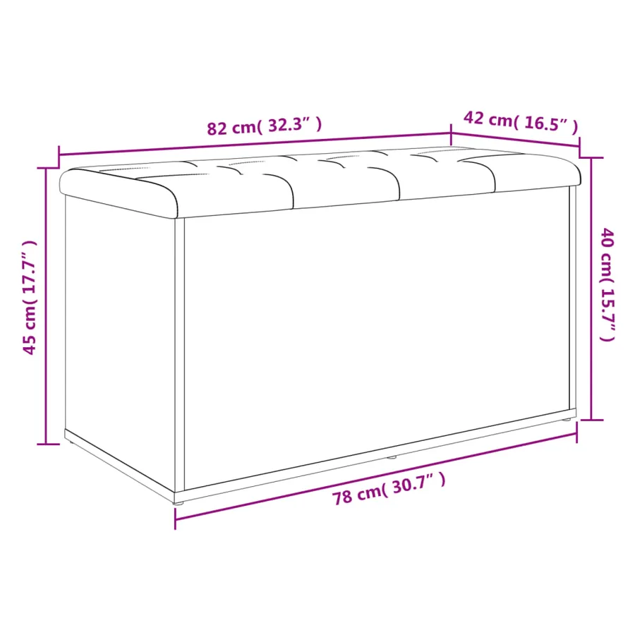 Banc de rangement sonoma gris 82x42x45 cm Bois d'ingénierie - 9