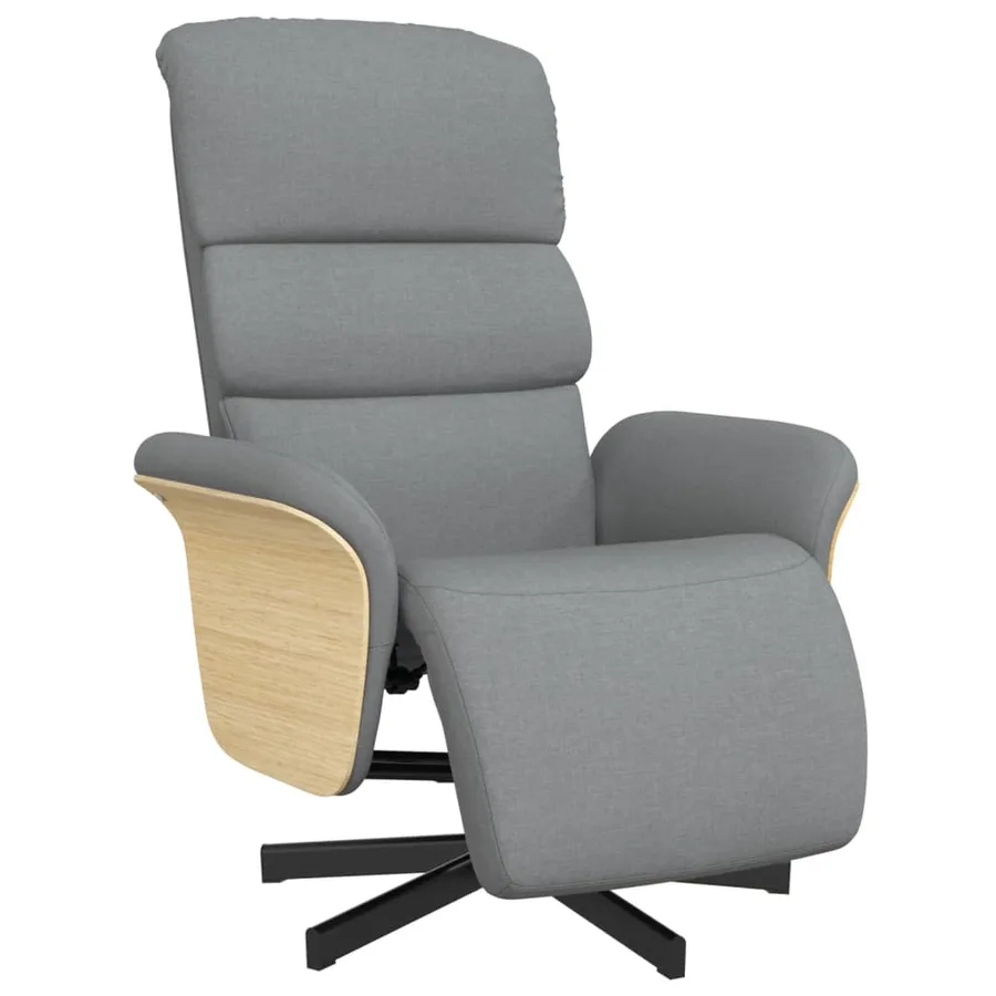 Fauteuil inclinable avec repose-pieds gris clair tissu - 2