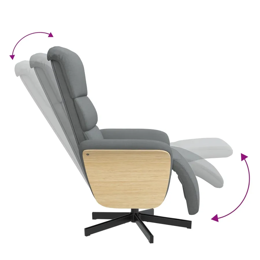 Fauteuil inclinable avec repose-pieds gris clair tissu - 7
