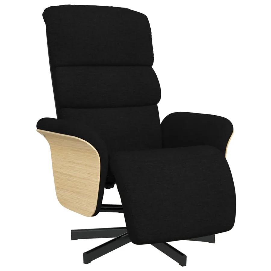 Fauteuil inclinable avec repose-pieds noir tissu - 2