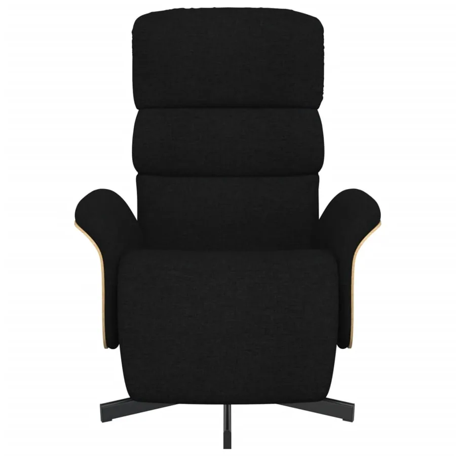 Fauteuil inclinable avec repose-pieds noir tissu - 3