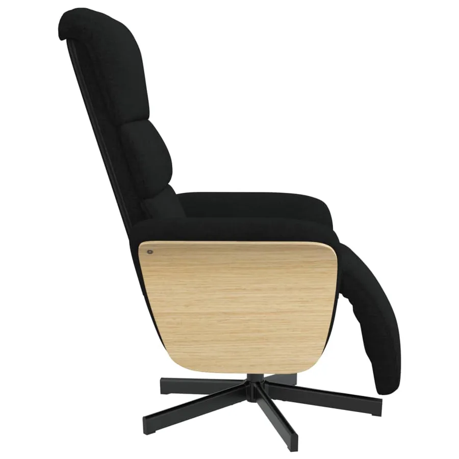 Fauteuil inclinable avec repose-pieds noir tissu - 4