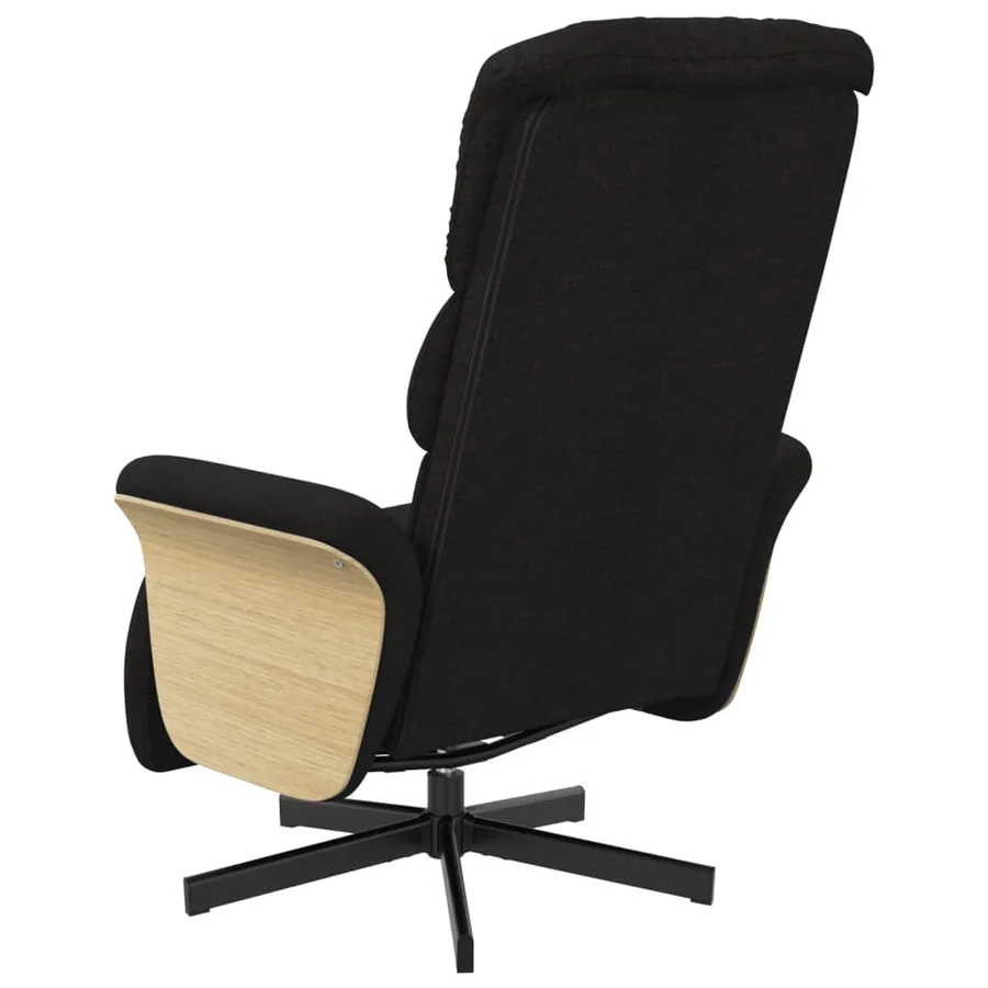 Fauteuil inclinable avec repose-pieds noir tissu - 5