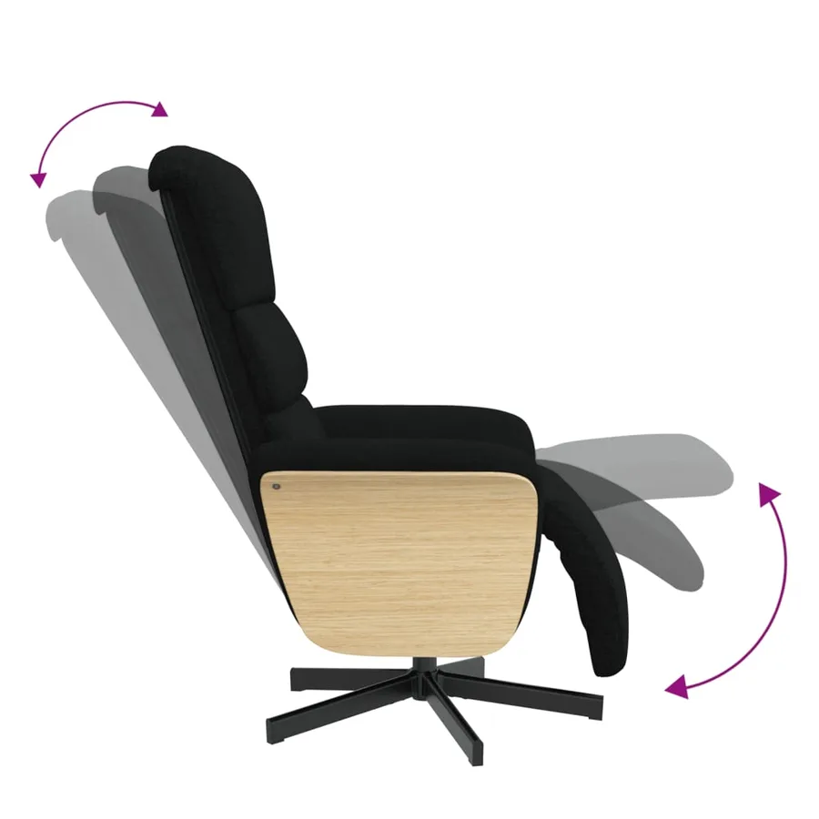 Fauteuil inclinable avec repose-pieds noir tissu - 7