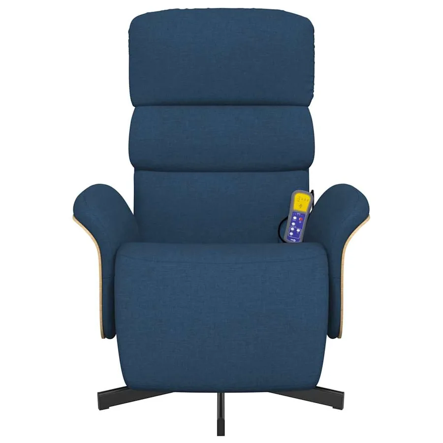 Fauteuil inclinable de massage avec repose-pieds bleu tissu - 4