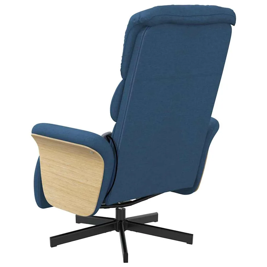 Fauteuil inclinable de massage avec repose-pieds bleu tissu - 6