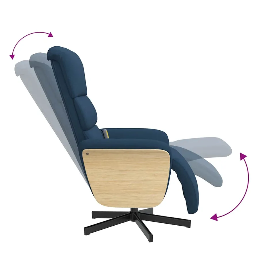 Fauteuil inclinable de massage avec repose-pieds bleu tissu - 7