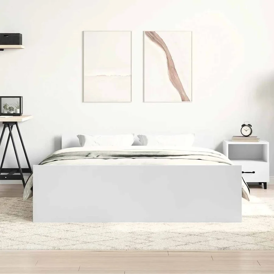Cadre de lit sans matelas blanc 150x200 cm - 3