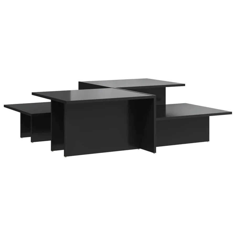 Tables basses 2 pcs noir brillant bois d'ingénierie - 2