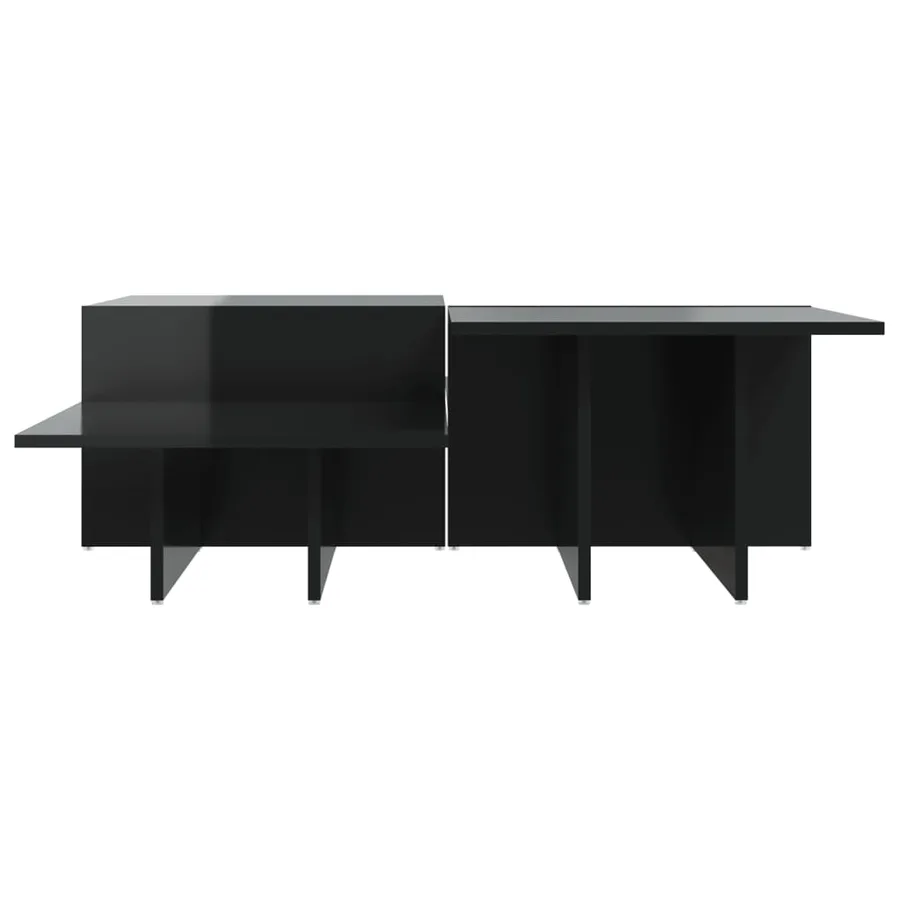 Tables basses 2 pcs noir brillant bois d'ingénierie - 5