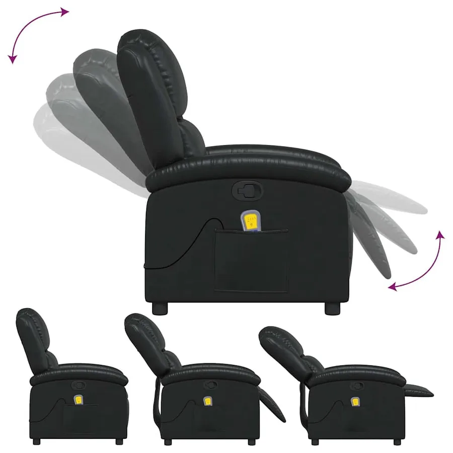 Fauteuil de massage inclinable Noir Similicuir - 8