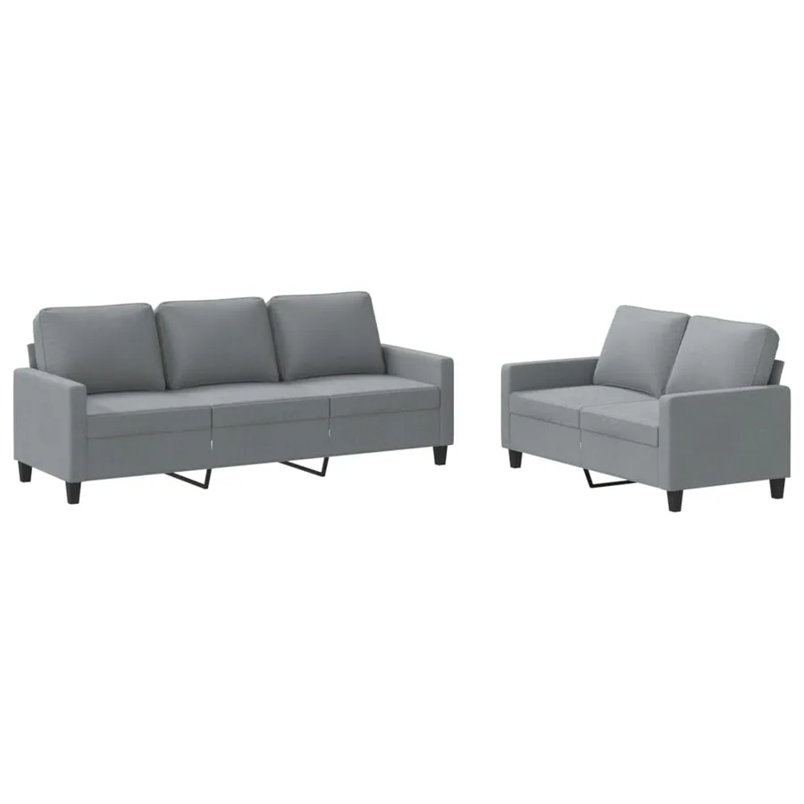 Ensemble de canapés 2 pcs avec coussins Gris clair Tissu - 2