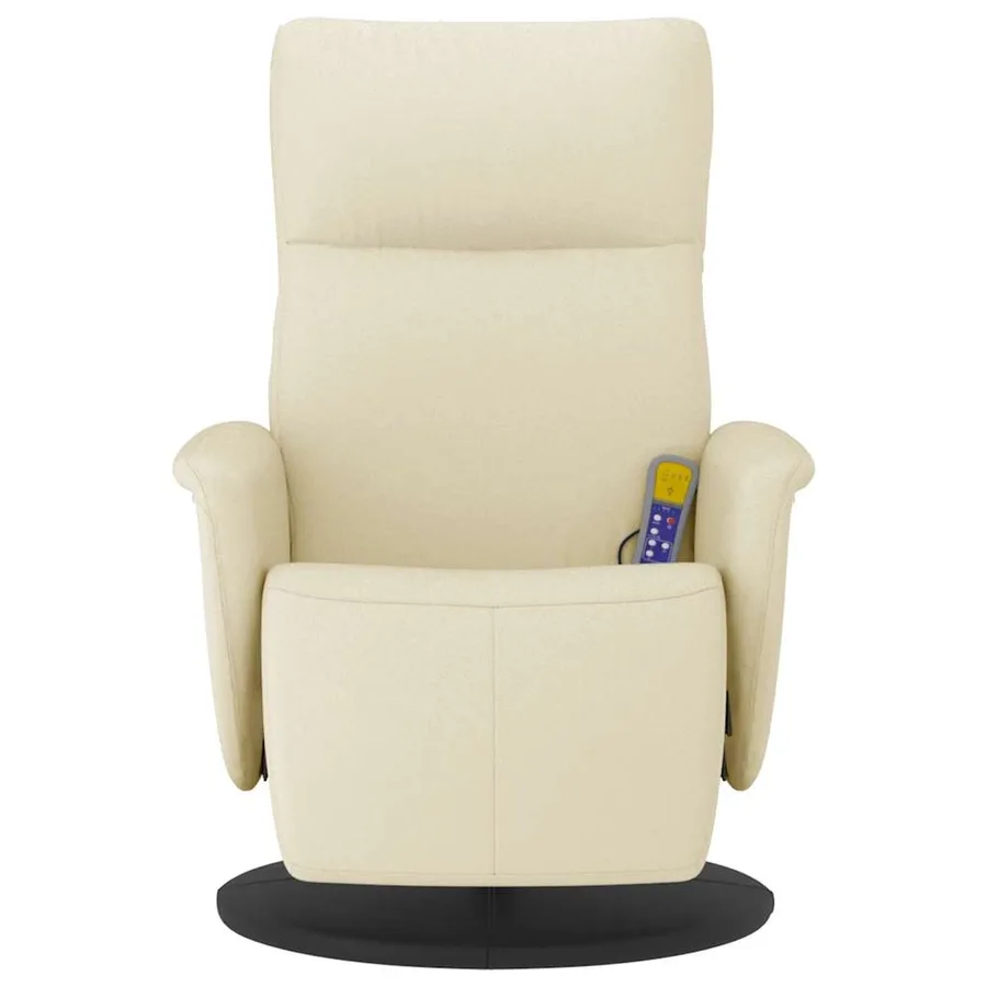 Fauteuil inclinable de massage et repose-pieds crème similicuir - 4