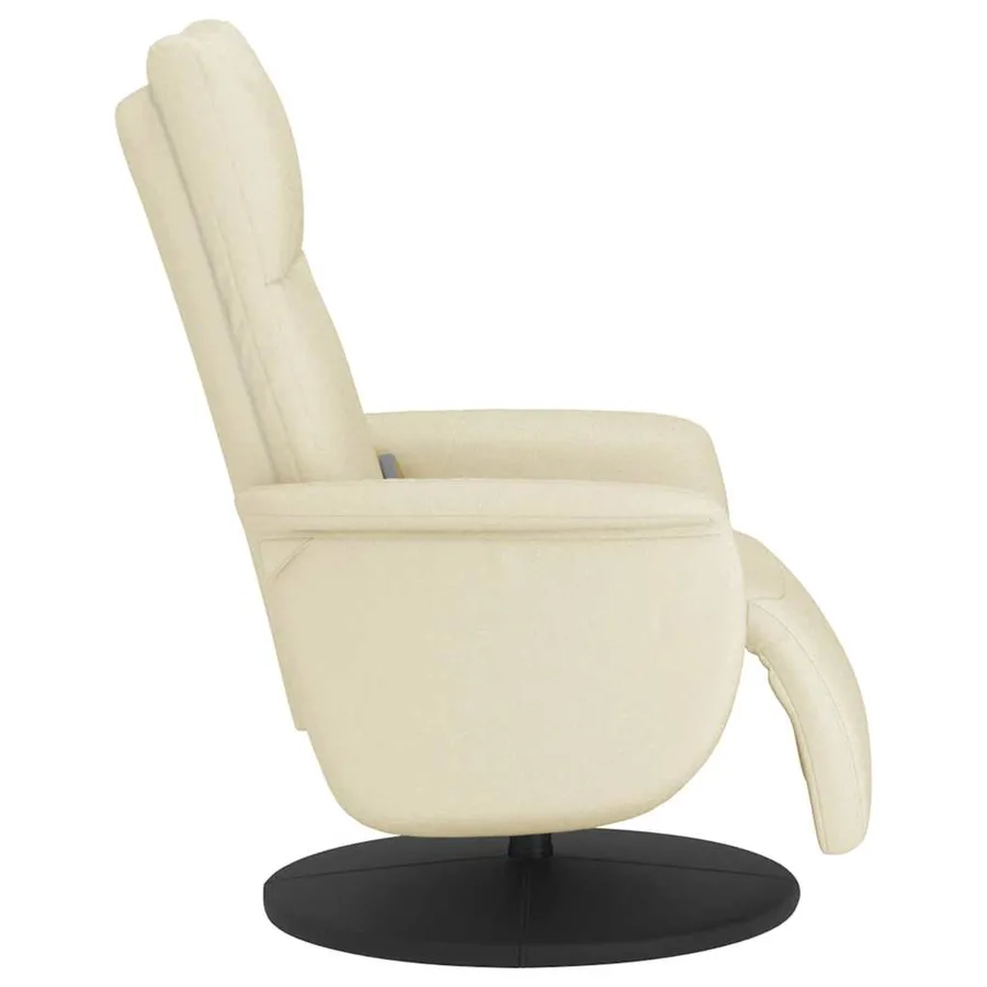 Fauteuil inclinable de massage et repose-pieds crème similicuir - 5