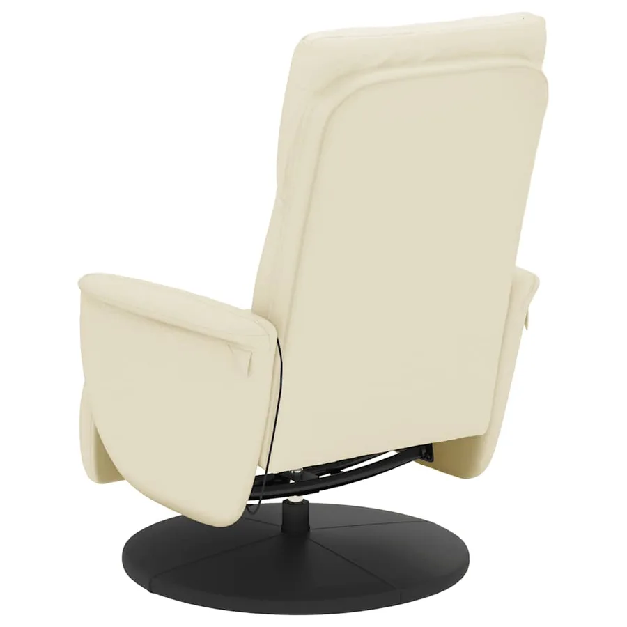 Fauteuil inclinable de massage et repose-pieds crème similicuir - 6