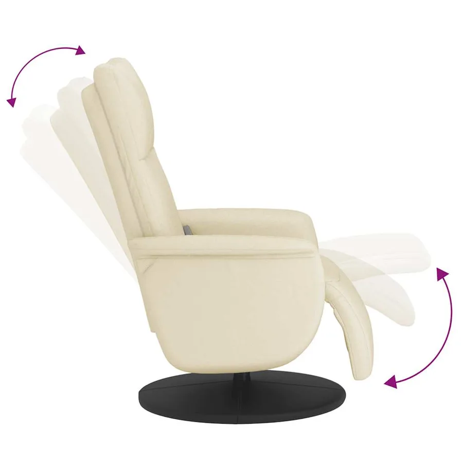 Fauteuil inclinable de massage et repose-pieds crème similicuir - 7