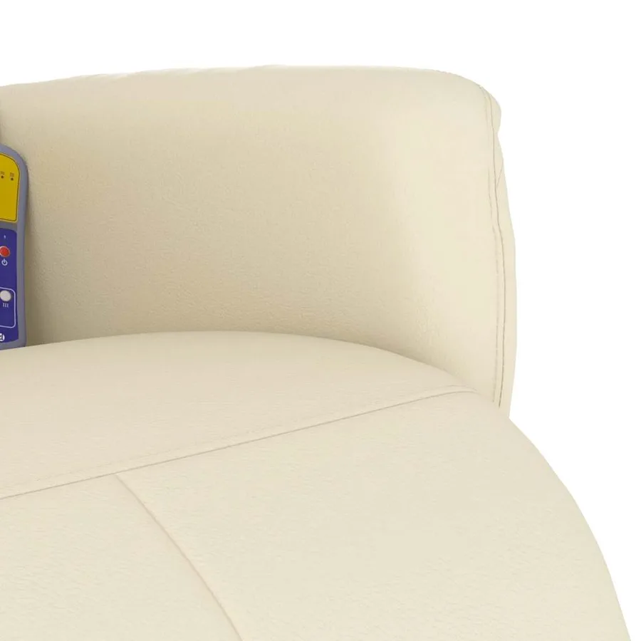 Fauteuil inclinable de massage et repose-pieds crème similicuir - 8