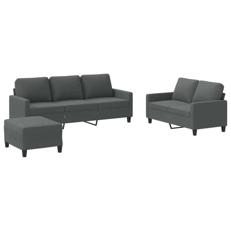 Ensemble de canapés 3 pcs avec coussins Gris foncé Tissu - 2