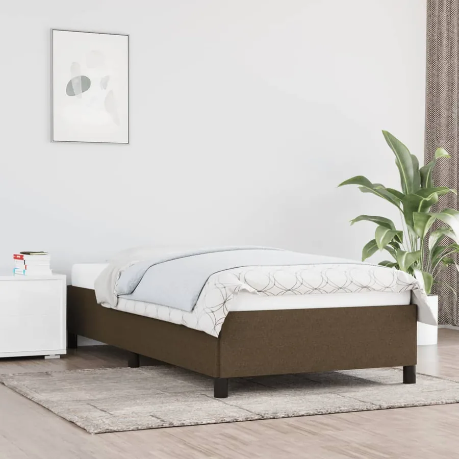 Cadre de lit sans matelas marron foncé 80x200 cm tissu
