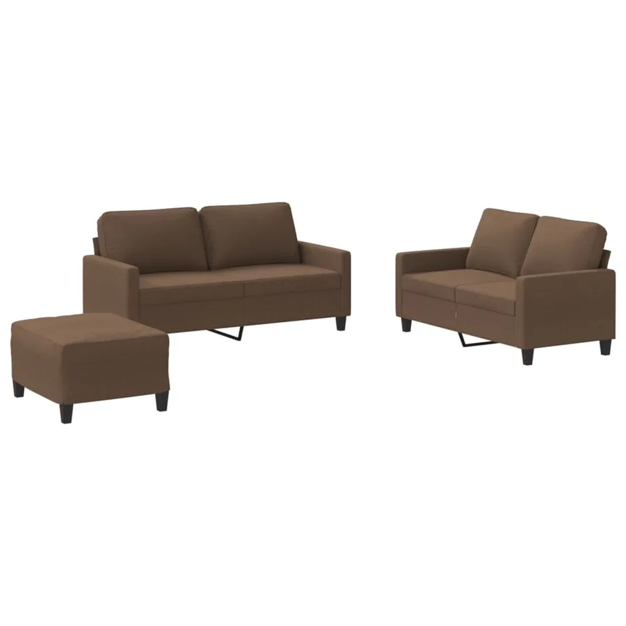 Ensemble de canapés 3 pcs avec coussins Marron Tissu - 2