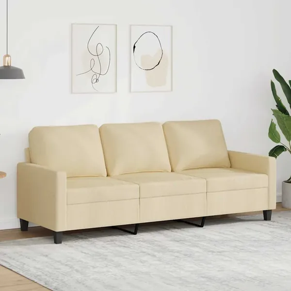 Canapé à 3 places Crème 180 cm Tissu