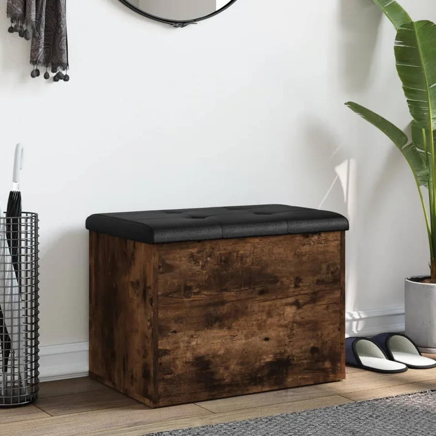 Banc de rangement chêne fumé 62x42x45 cm bois d'ingénierie - 3