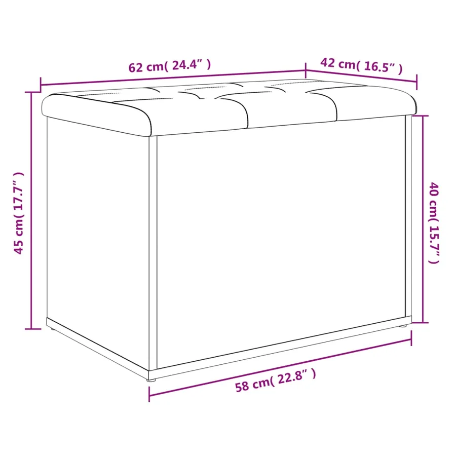Banc de rangement chêne fumé 62x42x45 cm bois d'ingénierie - 9
