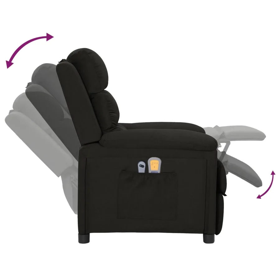 Fauteuil électrique de massage Noir Tissu - 8