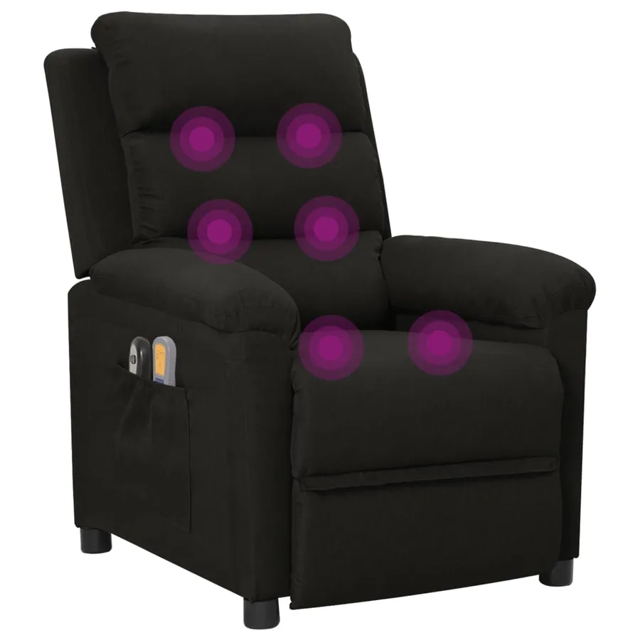 Fauteuil électrique de massage Noir Tissu - 9
