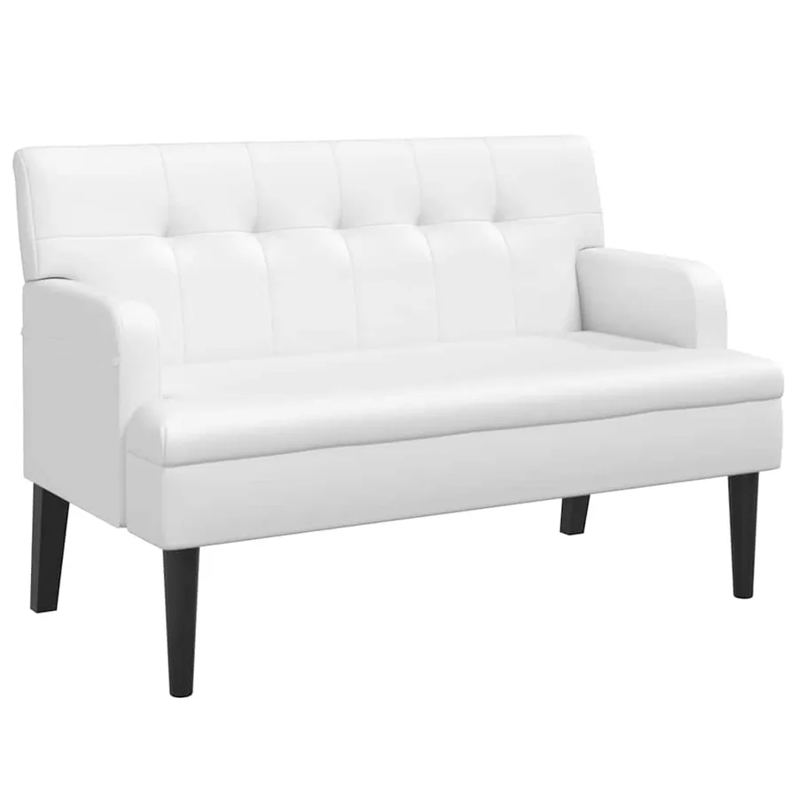 Banc avec dossier blanc 112x65,5x75 cm similicuir - 2