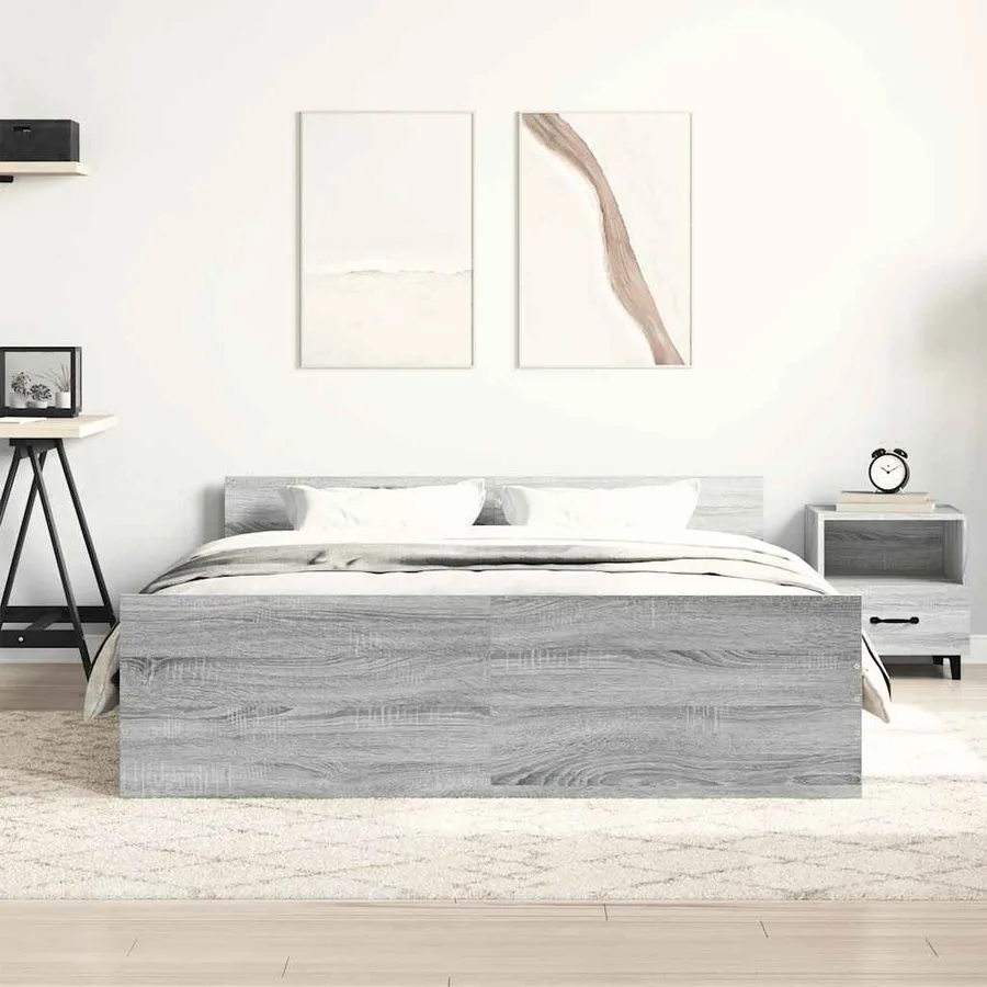 Cadre de lit sans matelas sonoma gris 120x190 cm - 3