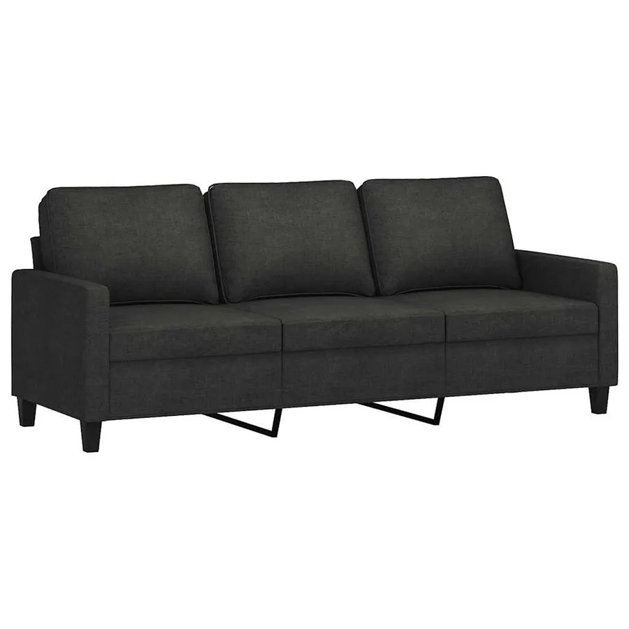 Canapé à 3 places avec repose-pieds Noir 180 cm Tissu - 4