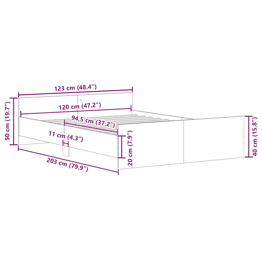 Cadre de lit sans matelas blanc 120x200 cm - 8