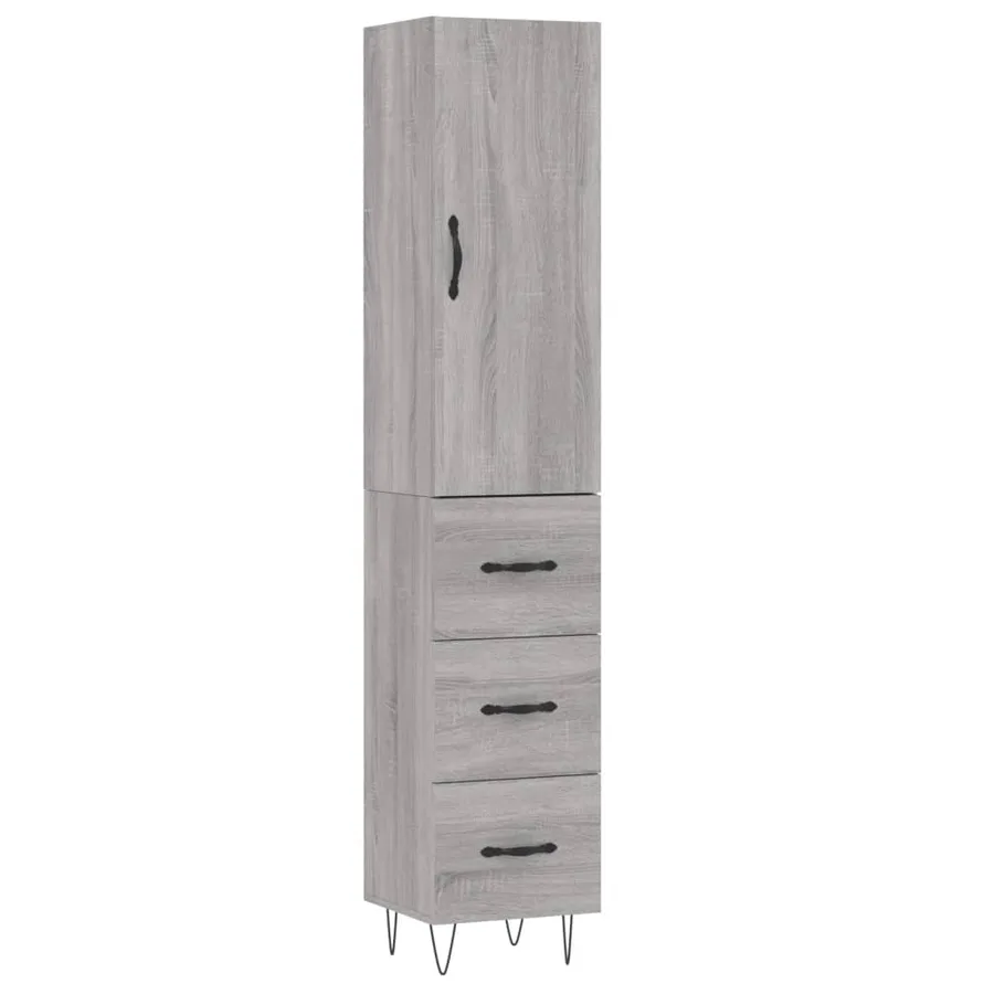 Buffet haut Sonoma gris 34,5x34x180 cm Bois d'ingénierie - 2