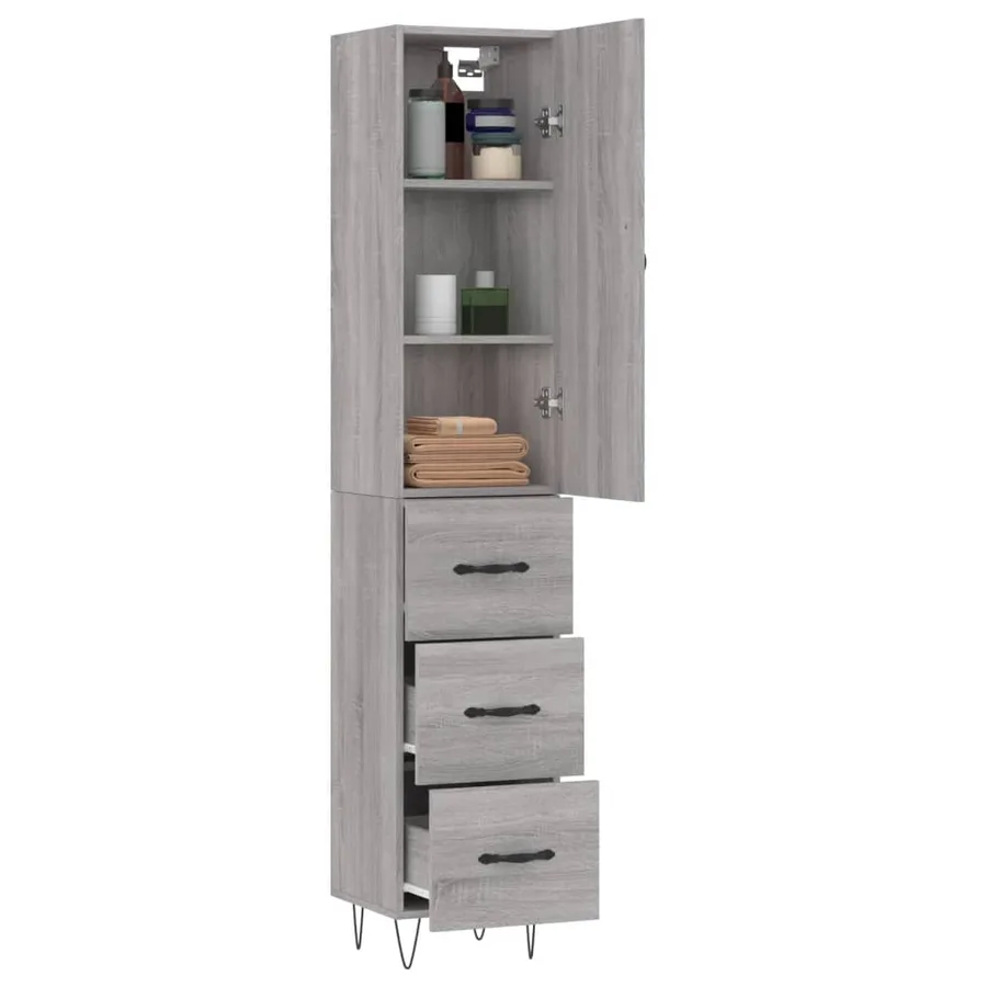 Buffet haut Sonoma gris 34,5x34x180 cm Bois d'ingénierie - 3