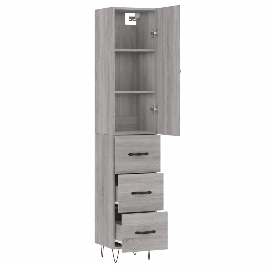 Buffet haut Sonoma gris 34,5x34x180 cm Bois d'ingénierie - 4