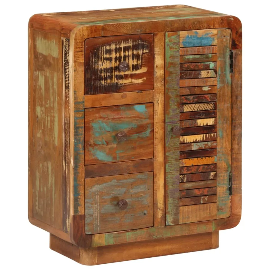 Buffet avec 3 tiroirs 55x30x70 cm bois de récupération massif - 10