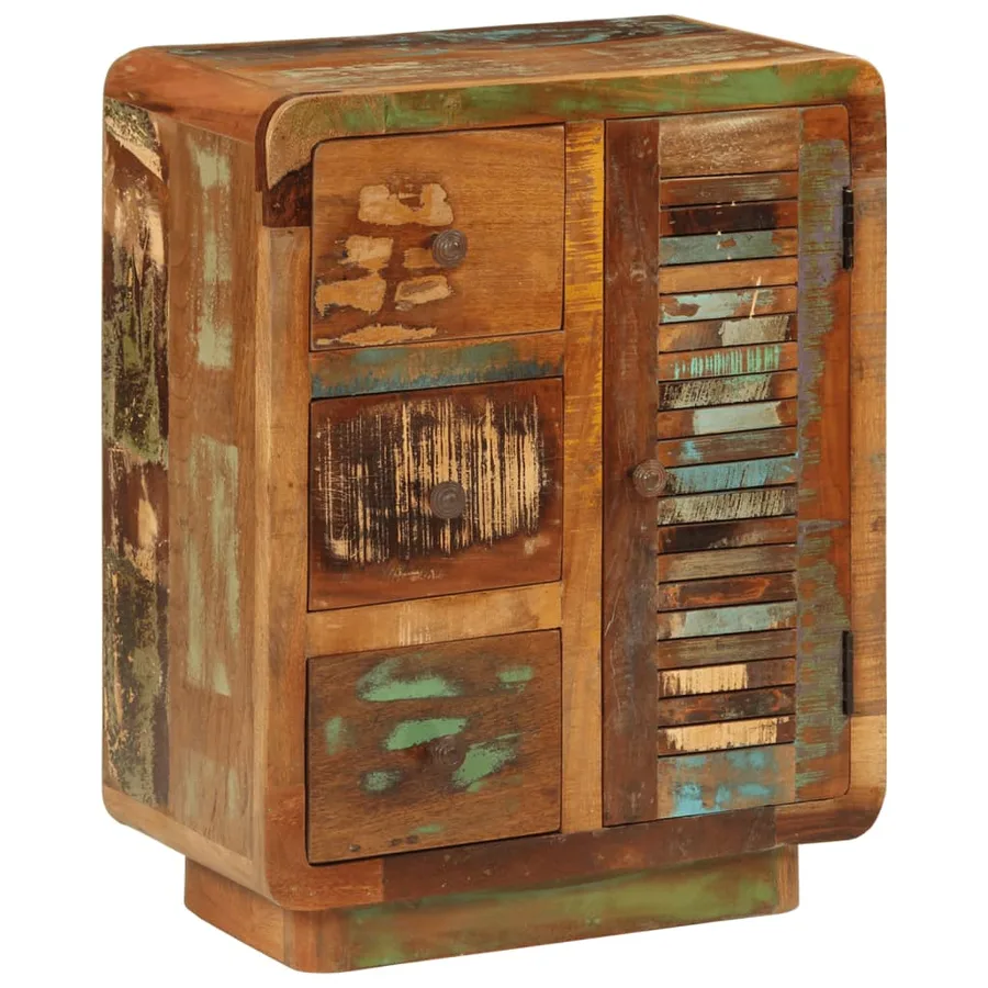 Buffet avec 3 tiroirs 55x30x70 cm bois de récupération massif - 11