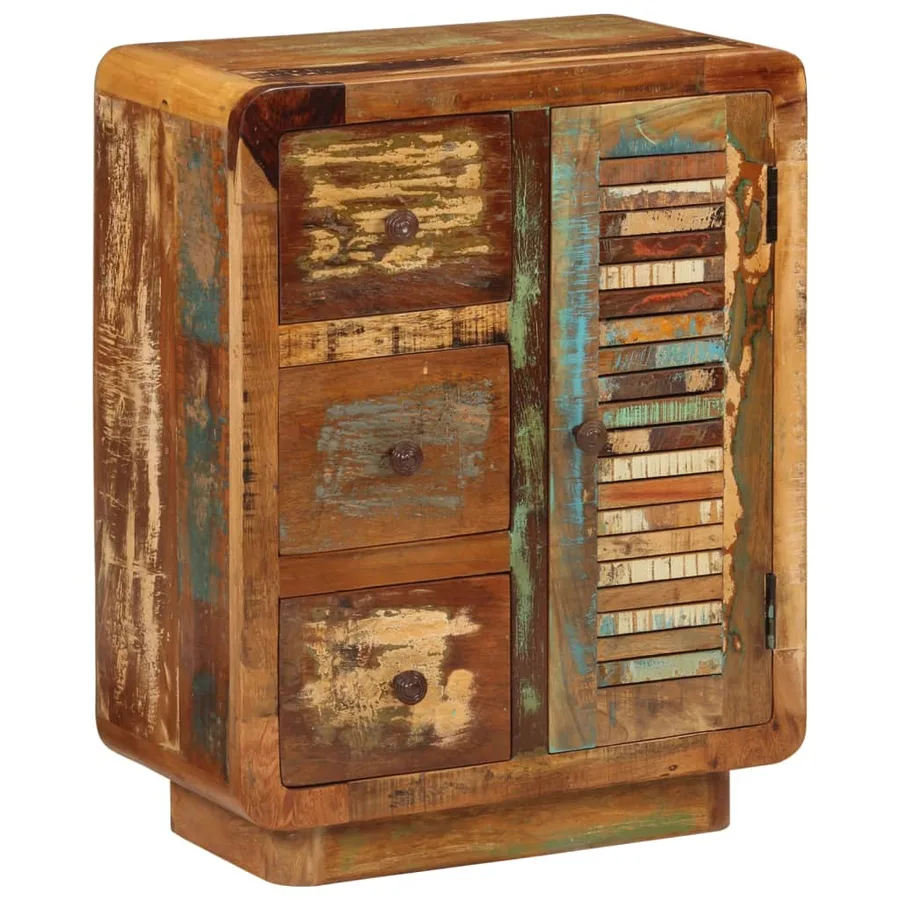 Buffet avec 3 tiroirs 55x30x70 cm bois de récupération massif - 13