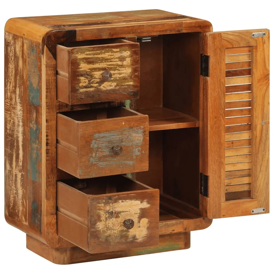 Buffet avec 3 tiroirs 55x30x70 cm bois de récupération massif - 4