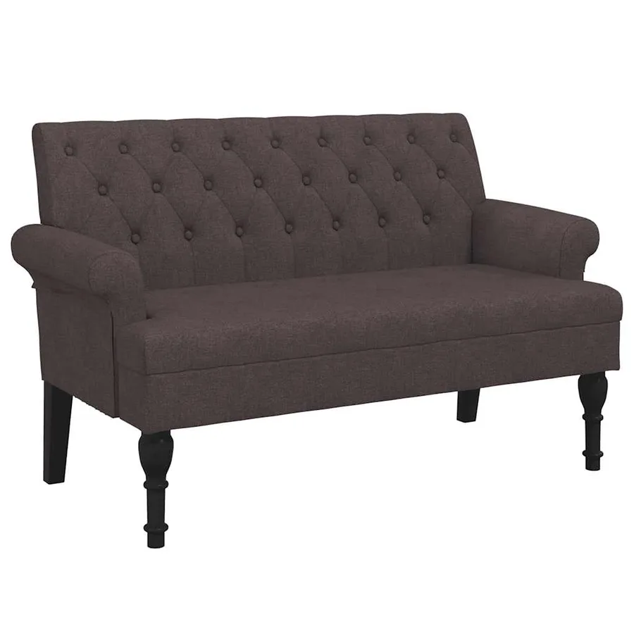 Banc avec dossier marron foncé 120x62x75,5 cm tissu - 2
