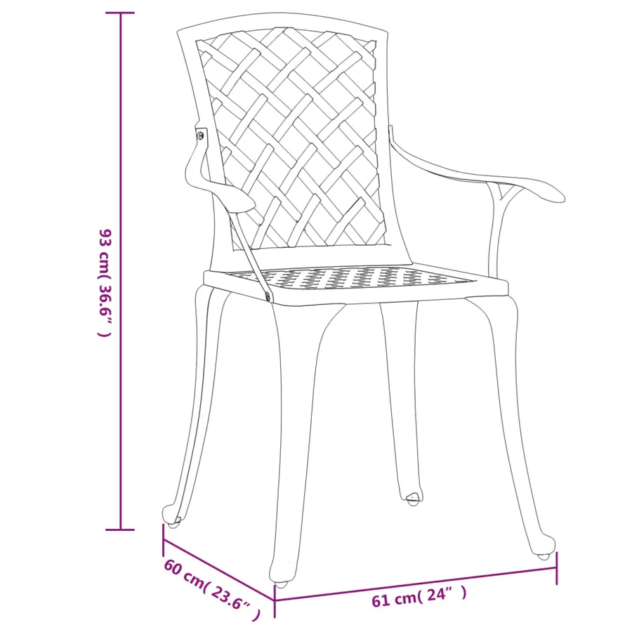 Chaises de jardin lot de 6 fonte d'aluminium noir - 10