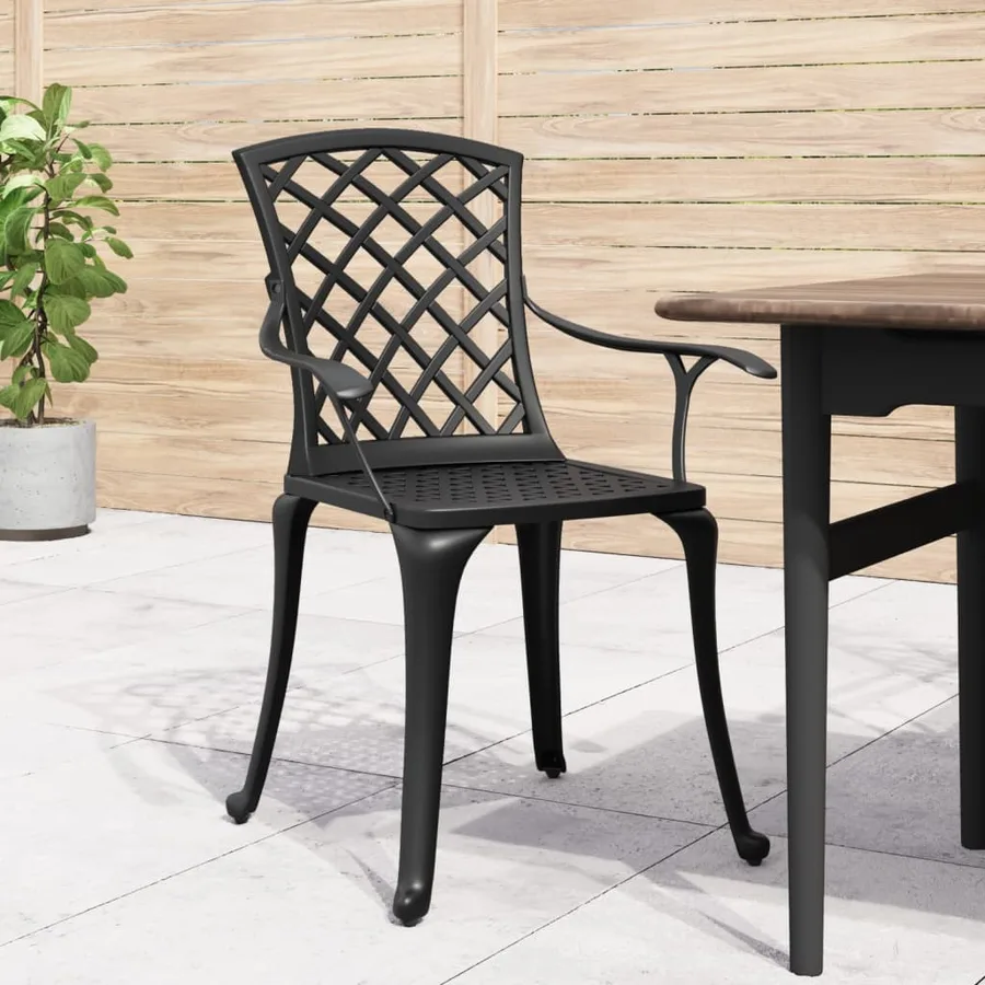Chaises de jardin lot de 6 fonte d'aluminium noir - 3