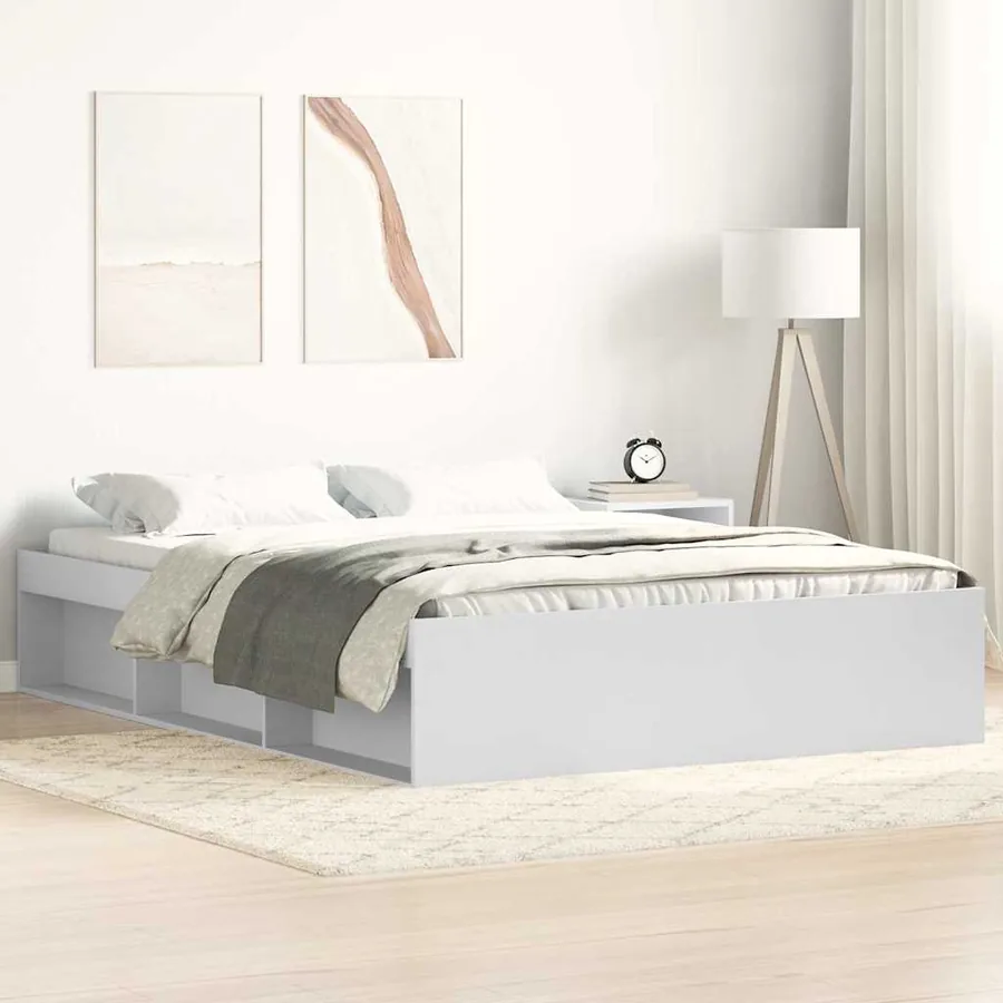 Cadre de lit sans matelas blanc 140x190 cm