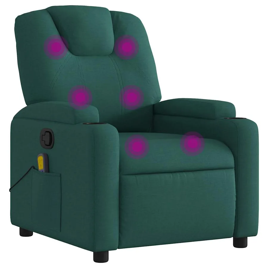 Fauteuil de massage inclinable Vert foncé Tissu - 2