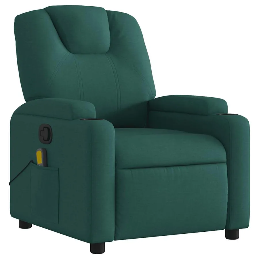 Fauteuil de massage inclinable Vert foncé Tissu - 3
