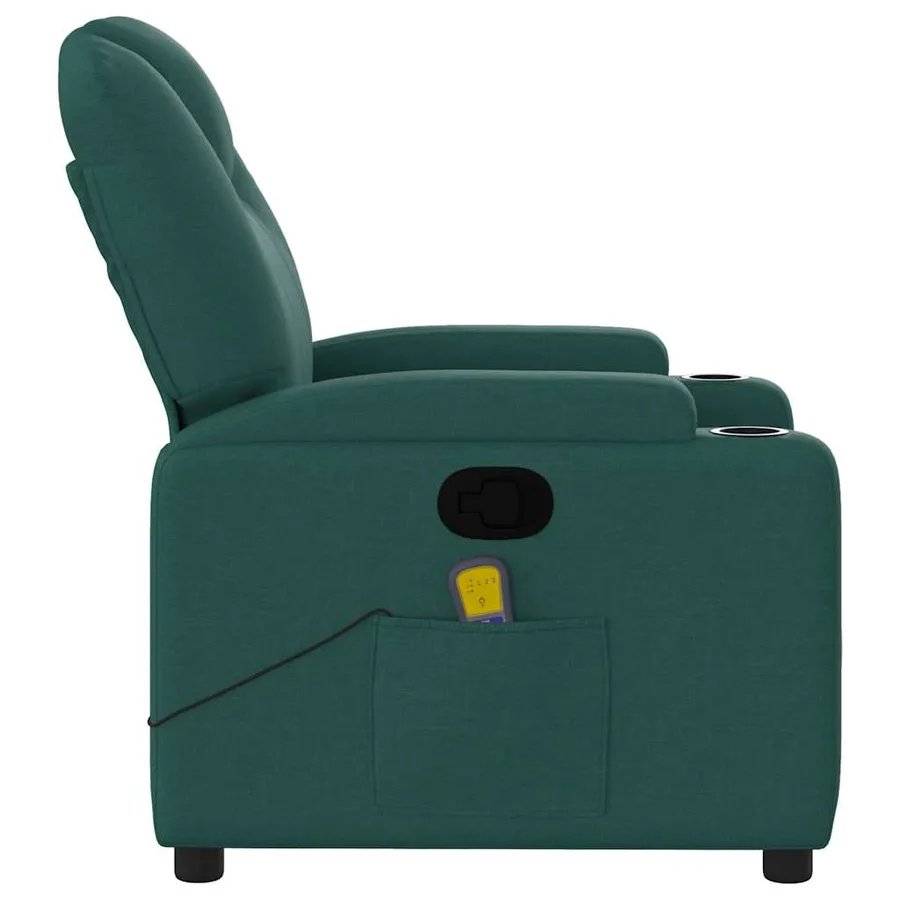 Fauteuil de massage inclinable Vert foncé Tissu - 5