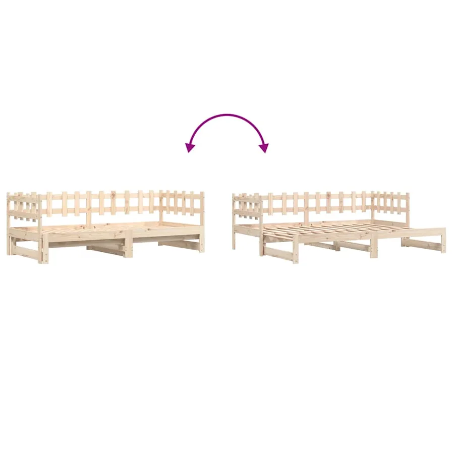 Lit coulissant sans matelas 2x(90x200) cm Bois massif - 10