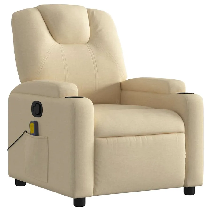 Fauteuil inclinable de massage en tissu crème - 3